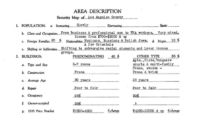 FHA/HOLC Area Description Report